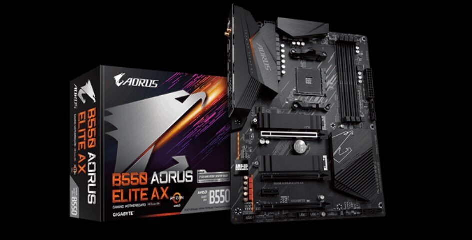Płyta główna GIGABYTE B550 Aorus Elite AX V2 dwa sloty pamięci RAM DDR4