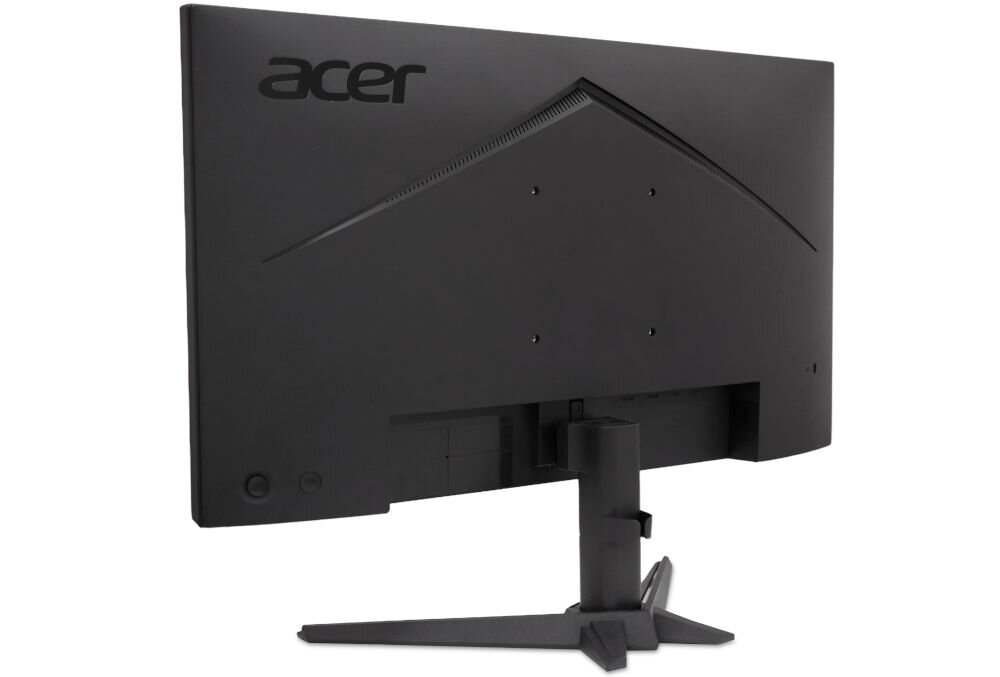 Monitor ACER Nitro VG240YP6BMIPX 23.8 cala 1920x1080px IPS 144Hz 1 ms [VRB] prezentacja monitora od tyłu pod kątem na białym tle DisplayPort 1.2 HDMI 1.4 gniazdo zasilania wyjście audio płynne przełączanie