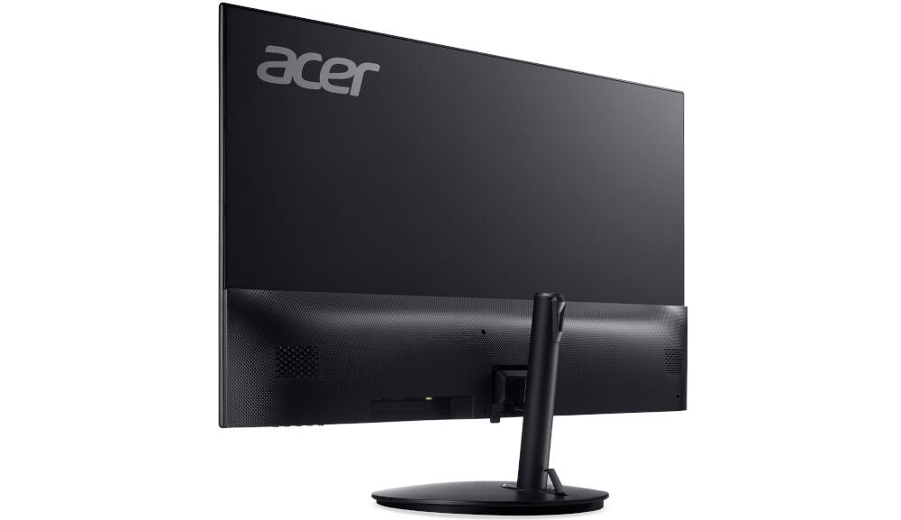Monitor ACER SH272UG0BMIPHUX 27 cali 2560x1440px IPS 120Hz 1 [VRB] prezentacja monitora od tyłu pod kątem na białym tle różne urządzenia wygoda elastyczność