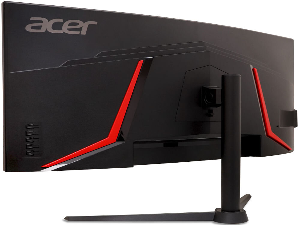 Monitor ACER Nitro ED340CUJ0BMIIPX 34 cale 3440x1440px 120Hz 1 [VRB] Curved prezentacja monitora pod kątem od tyłu na białym tle regulowana podstawa zakres regulacji dostosowanie pozycji ograniczenie napięcia