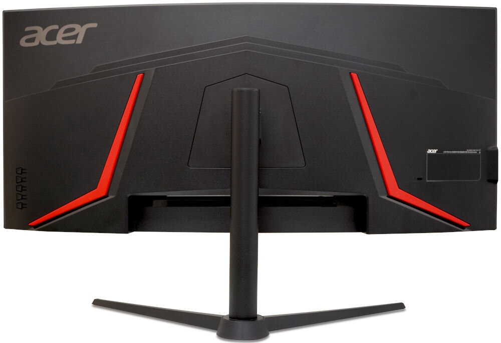 Monitor ACER Nitro ED340CUJ0BMIIPX 34 cale 3440x1440px 120Hz 1 [VRB] Curved prezentacja monitora od tyłu na białym tle VESA 100 mm łatwe stabilne przymocowanie oszczędność miejsca uchwyt biurkowy VESA zwiększa powierzchnię roboczą dopasowanie ustawienia ekranu organizacja pracy