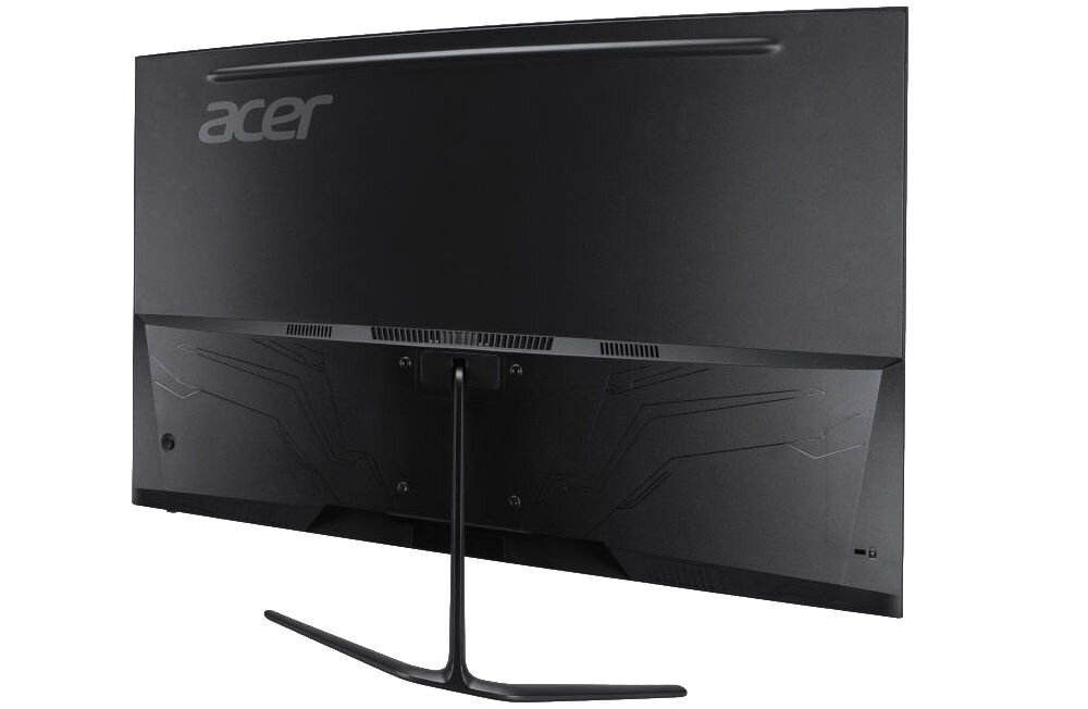 Monitor ACER Nitro ED320QUS3BMIIPX 31.5 cala 2560x1440px 180Hz 1 ms [VRB] Curved prezentacja monitora od tyłu pod kątem na białym tle różne urządzenia wygoda elastyczność
