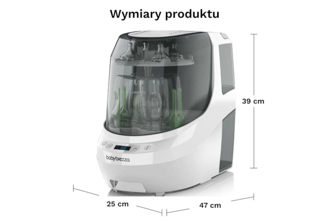 Sterylizator BABY BREZZA Bottle Washer Pro Czarny Optymalne parametry pracy sprawne działanie moc solidna konstrukcja wymiary waga