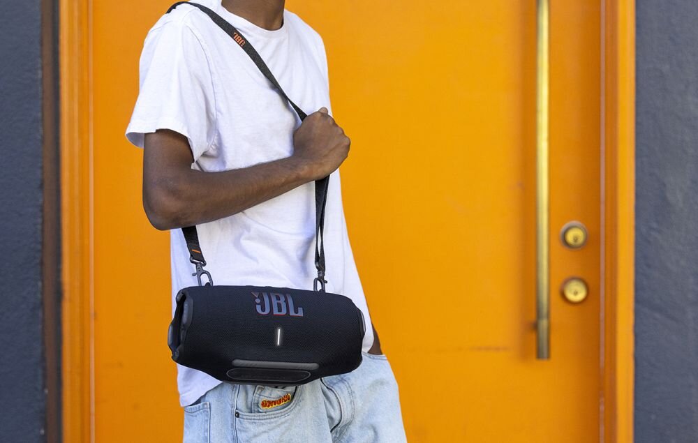 Głośnik mobilny JBL Xtreme 4  dźwięk zasilanie muzyka pasek BT łączność aplikacja na wycieczkę głośność ładowanie