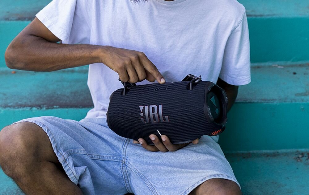 Głośnik mobilny JBL Xtreme 4  dźwięk zasilanie muzyka pasek BT łączność aplikacja na wycieczkę głośność ładowanie