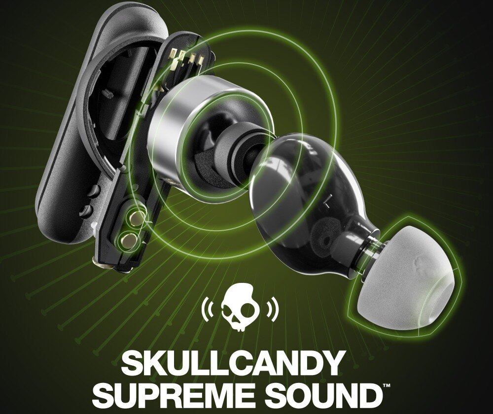 Słuchawki dokanałowe SKULLCANDY Smokin' Buds TWS design komfort lekkość dźwięk jakość wrażenia słuchowe ergonomia lekkość sport aktywność podróże czas pracy działanie akumulator