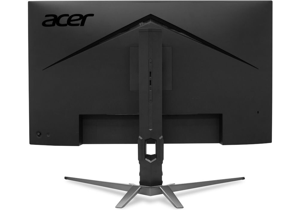 Monitor ACER Predator XB323QK V4 31.5 cala 3840x2160px IPS 160Hz 0.5 ms [GTG] prezentacja monitora od tyłu na białym tle VESA 100 mm łatwe stabilne przymocowanie oszczędność miejsca uchwyt biurkowy VESA zwiększa powierzchnię roboczą dopasowanie ustawienia ekranu organizacja pracy