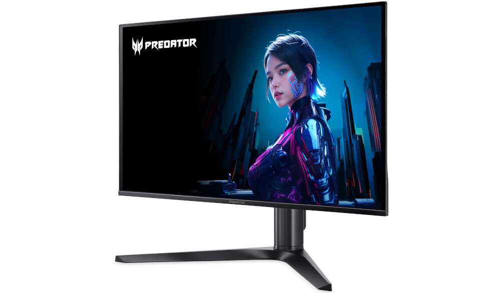 Monitor ACER Predator X27UF5BMIIPPRUZX 26.5 cala 2560x1440px OLED 500Hz 0.03 ms [GTG] prezentacja monitora na białym tle od przodu pod kątem DisplayHDR 500 przewaga w dostrzeganiu szczegółów jasne i wyraźne światła