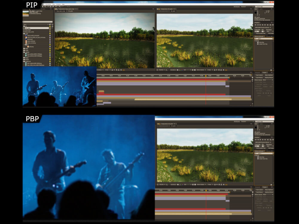 Monitor ACER Predator X27X1BMIIPPRUZX 27 cali 3840x2160px OLED 240Hz 0.03 ms [GTG] prezentacja działania PIP i PBP obraz w obrazie obraz obok obrazu wielozadaniowość płynna efektywna praca