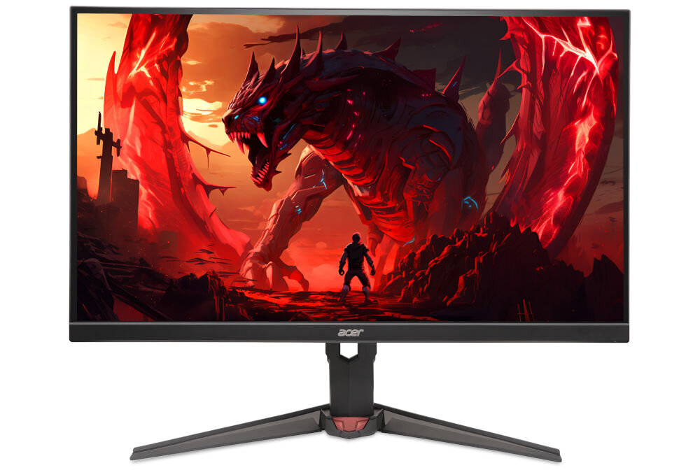 Monitor ACER Nitro XV272UX1BMIIPRX 27 cali 2560x1440px IPS 200Hz 0.5 ms [GTG] prezentacja monitora na białym tle od przodu HDR400 200 Hz 0,5 ms FreeSync Premium zastosowanie do gier grafiki pracy komfort