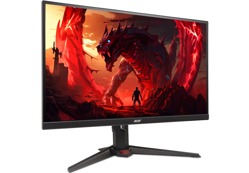 Monitor ACER Nitro XV272UX1BMIIPRX 27 cali 2560x1440px IPS 200Hz 0.5 ms [GTG] prezentacja monitora na białym tle od przodu pod kątem elegancki design stabilność podstawa stabilność