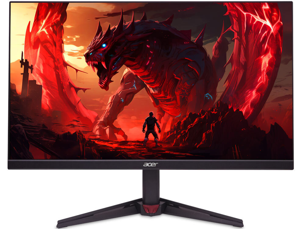 Monitor ACER Nitro VG270KL1BMIIPX 27 cali 3840x2160px IPS 144Hz 0.5 ms [GTG]  prezentacja monitora na białym tle od przodu 144 Hz 0,5 ms GTG AMD FreeSync zastosowanie do gier grafiki pracy komfort