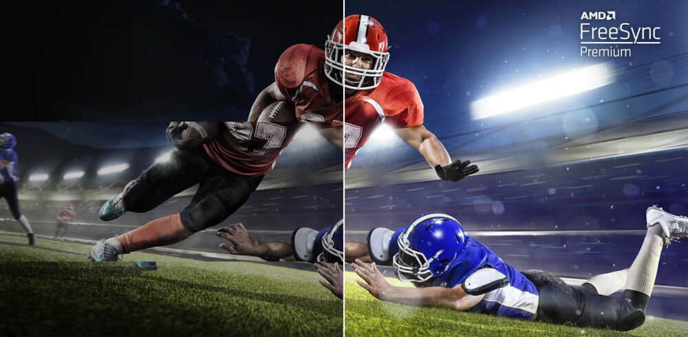 Monitor ACER Nitro ED340CURW0BMIIPX 34 cale 3440x1440px 240Hz 1 ms [VRB] Curved prezentacja płynności w tle gra amerykański futbol AMD FreeSync Premium płynna rozgrywka bez zacięć synchronizacja z GPU komfort rozgrywki