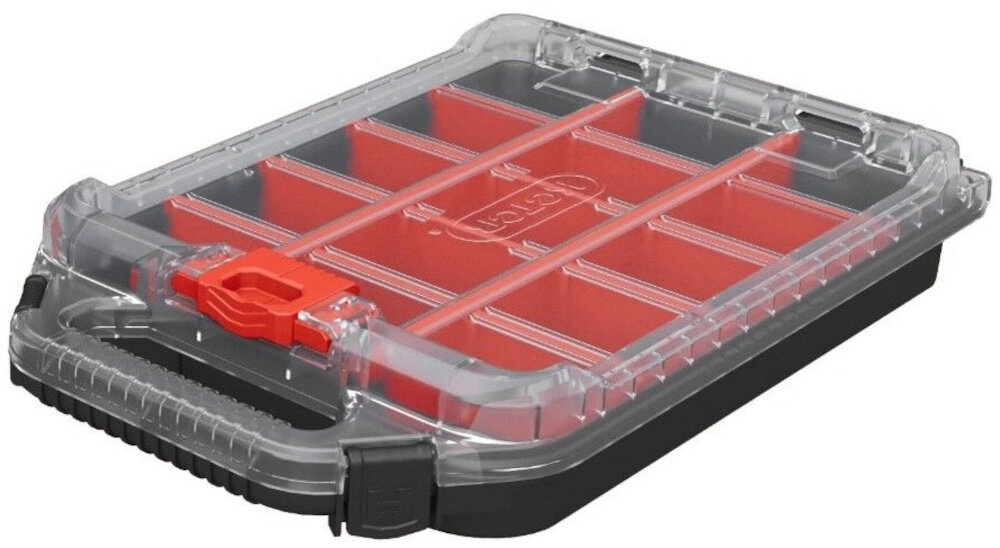 Organizer KETER 17211433 zamknięty organizer na białym tle do przechowywania drobnych elementów porządek w miejscu pracy maksymalne obciążenie do 5 kg pojemność do 7,3 l