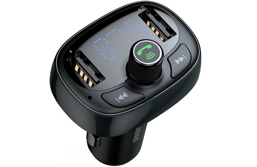 Transmiter-FM_BASEUS-CCALL-TM12-Brazowy wbudowany mikrofon