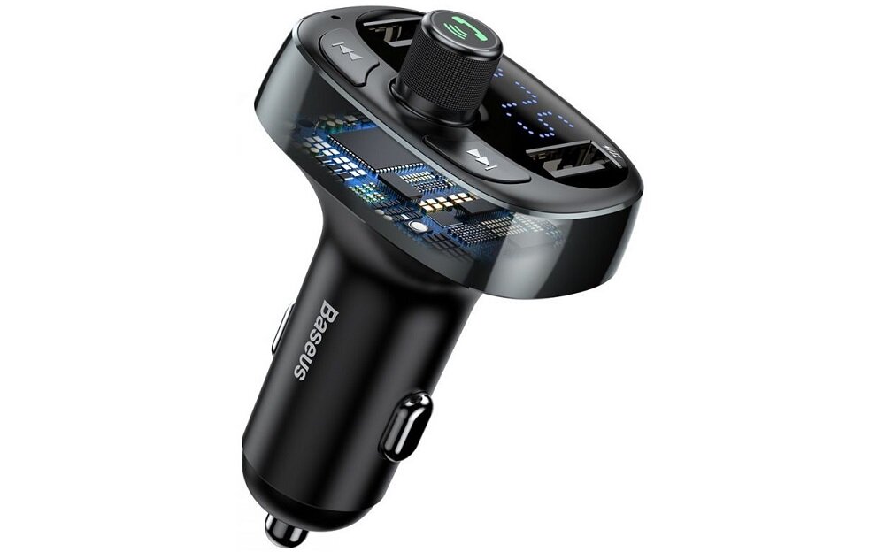 Transmiter-FM_BASEUS-CCALL-TM12-Brazowy 2 porty USB