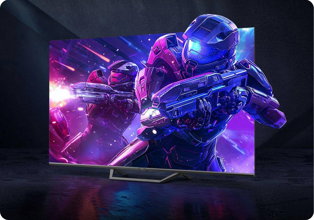 Telewizor HAIER H55S80FUX 55 QLED 4K 120Hz VRR Google TV HDMI 2.1 tryb gry włączona gra na ekranie telewizora