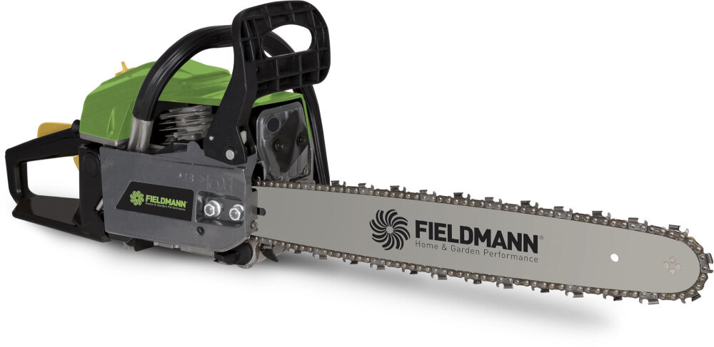Piła spalinowa FIELDMANN FZP 5216-B potężny silnik automatyczne smarowanie łańcucha automatyczny hamulec japoński gaźnik WALBRO tryb cięcia przy temperaturach minusowych antypoślizgowe uchwyty wysokiej jakości sprzęt ogrodniczy