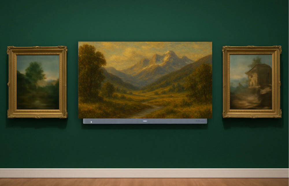 HAIER H65C95EUX bezramkowej konstrukcji Smukła forma stylowym elementem aranżacji - cienkie ramki telewizora na ścianie