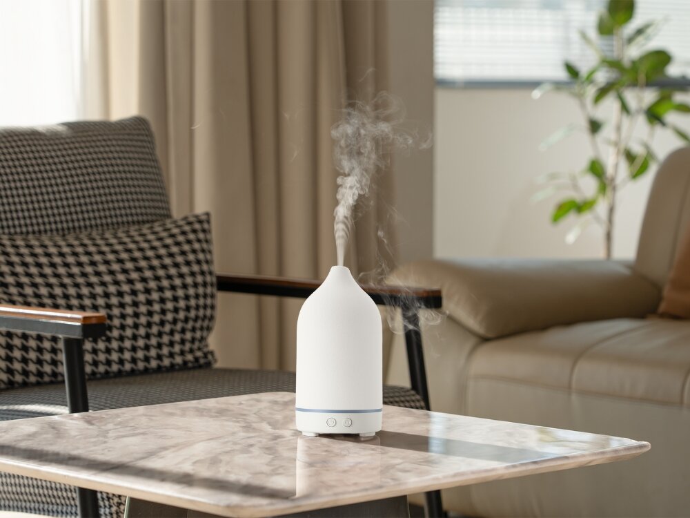 Dyfuzor NATURAL ORIGIN Ceramic PURE WHITE do aromaterapii – elegancki, ceramiczny design, chłodna mgiełka, bez podgrzewania olejku