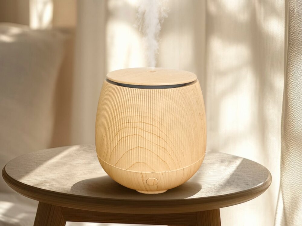 Aromatyzer NATURAL ORIGIN Barrel Woodend lampka nocna nawilżacz dyfuzor zapachu tryb nocny cicha praca