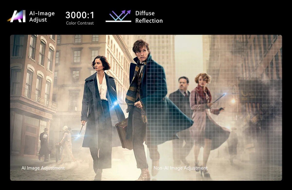 Projektor WANBO Mozart 1 Pro - Centrum domowej rozrywki, korekcja obrazu, kadr z filmu