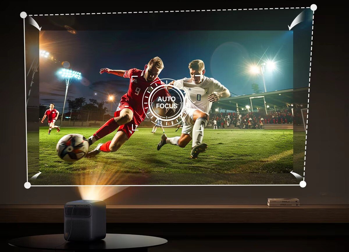 Projektor WANBO Mozart 1 Pro - Elegancki design, projektor wyświetla mecz piłki nożne, korekcja obrazu