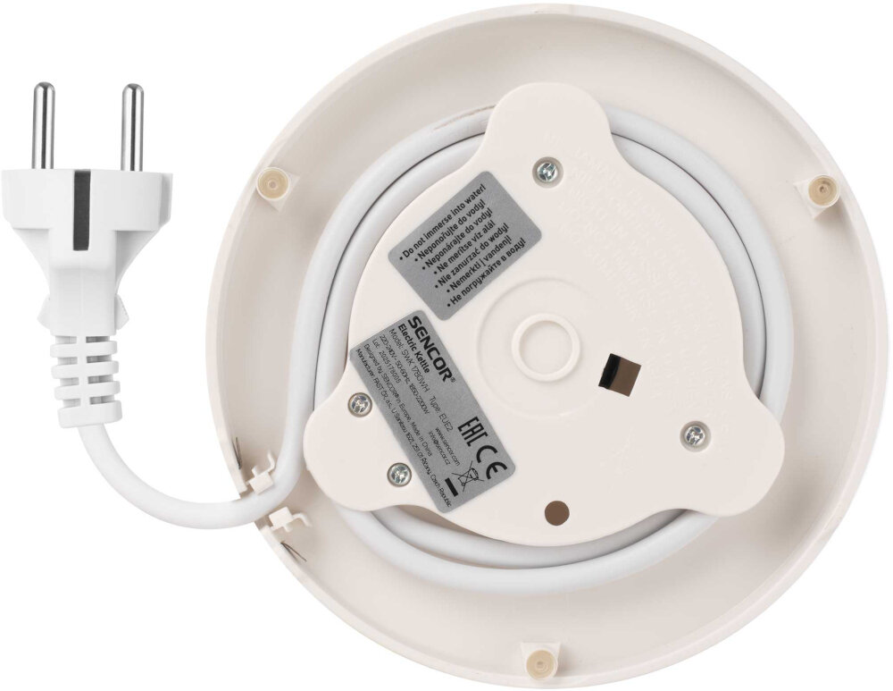 Czajnik SENCOR SWK 1780WH Schowek na przewód Przewód zasilający łatwo ukryć w podstawie  porządek 