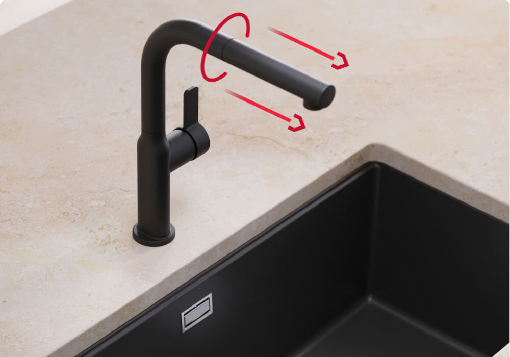 Bateria TEKA Oval 938 116020019 Czarny wyciągana wylewka 360 stopni łatwy montaż