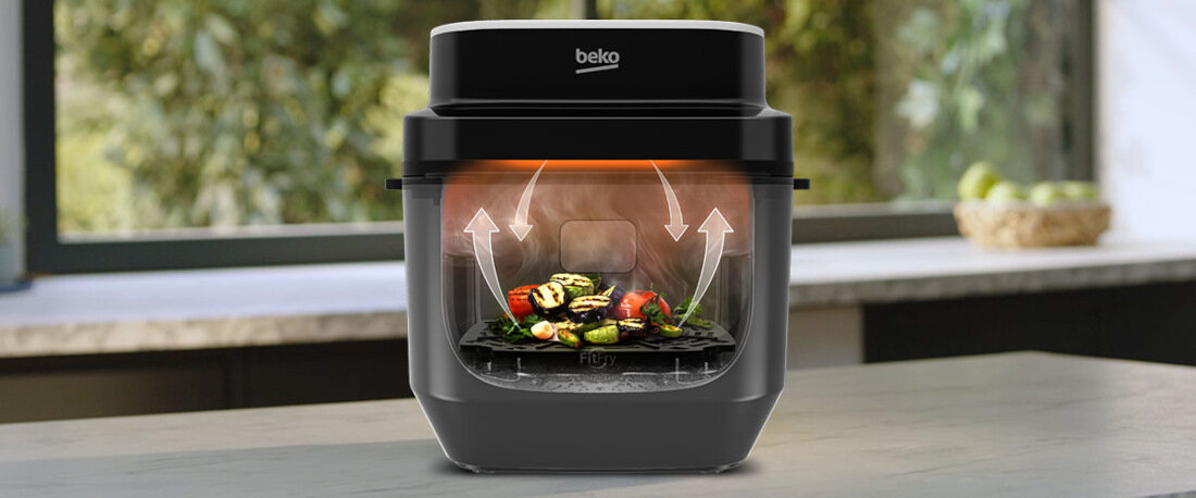 Air Fryer Frytkownica beztłuszczowa BEKO ExpertFry FRL5474B z gotowaniem na parze Technologia VitaSteam™ witaminy smak zapach wygląd