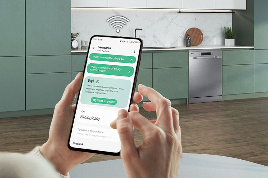 W zmywarce Samsung DW60CG550FSRET zastosowano moduł Wi-Fi W zmywarce Samsung DW60CG550FSRET zastosowano moduł Wi-Fi