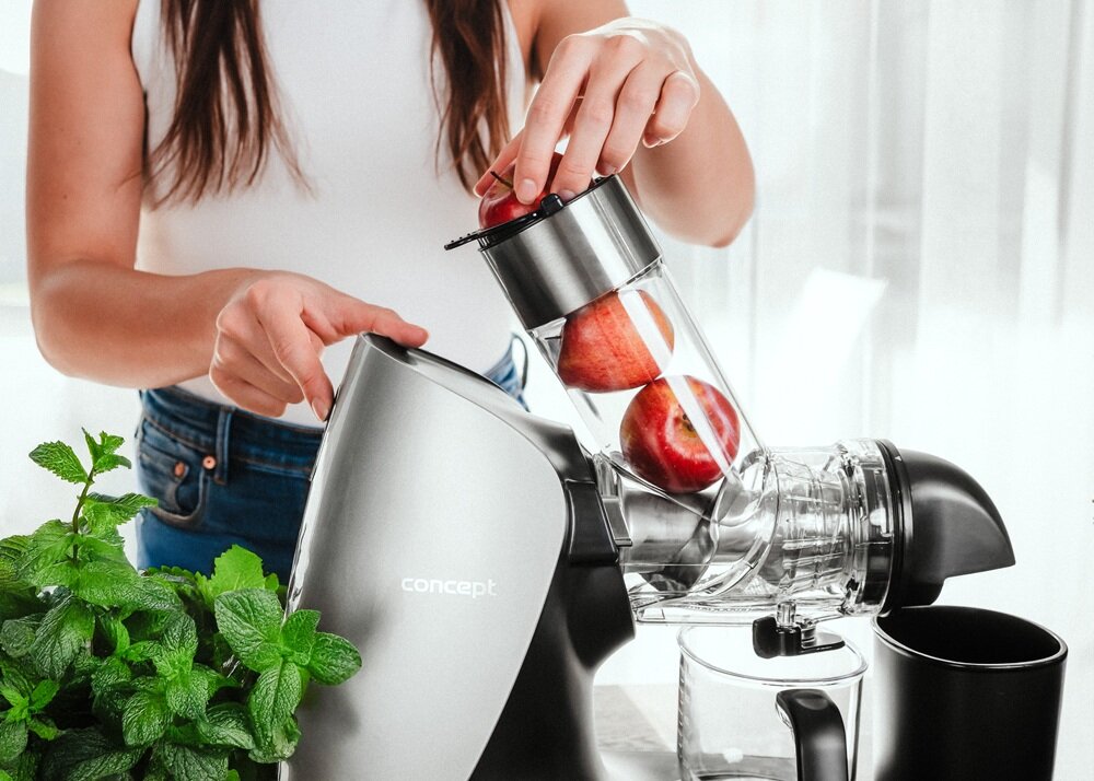 Wyciskarka wolnoobrotowa CONCEPT Nutriboost LO7250 niski poziom hałasu, dyskretna praca, większy komfort