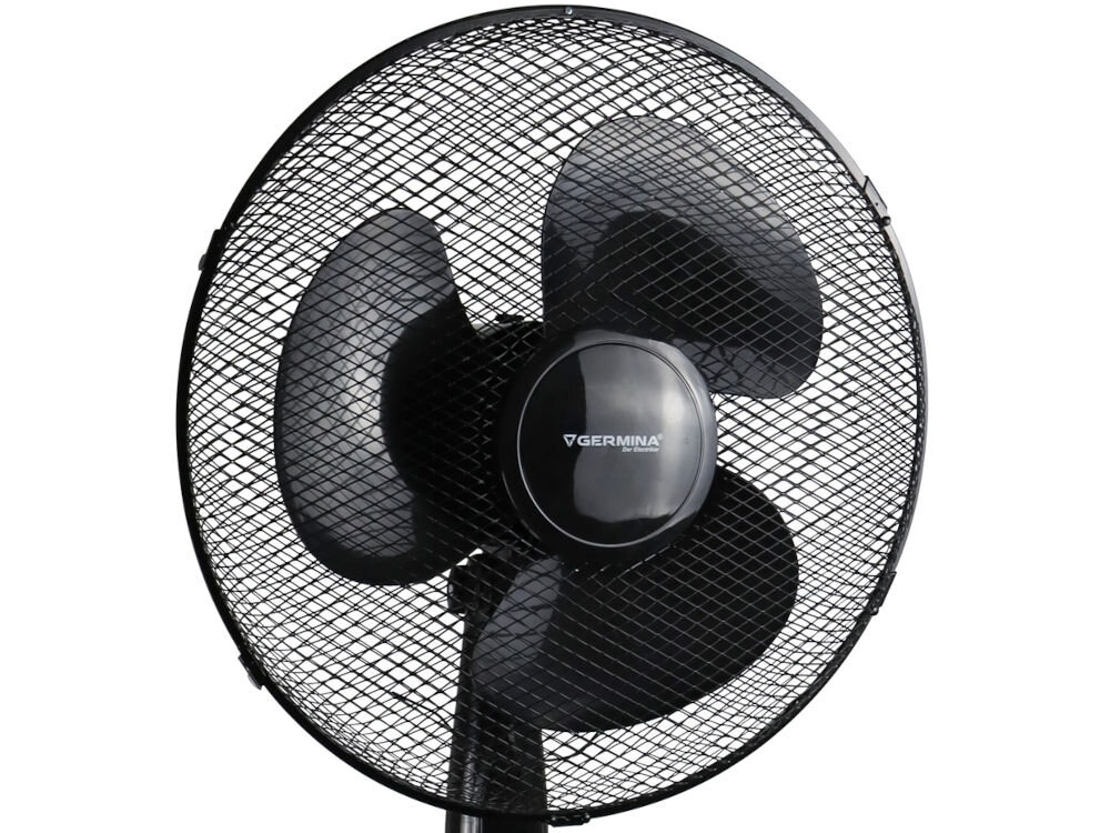 Wentylator GERMINA GW-0057 Czarny trzy plastikowe łopatki efektywne działanie funkcja oscylacji komfort użytkowania przewód zasilający swoboda wydajność funkcjonalność wygoda potrzeby użytkowników