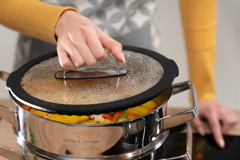 Zestaw garnków GÖTZE & JENSEN Denver CS701 (11 elementów) naczynie go gotowania na parze zdrowe posiłki