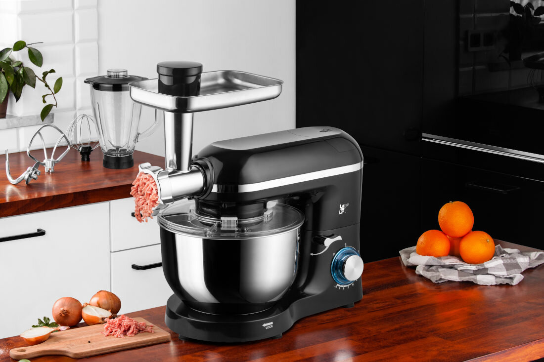 Robot kuchenny planetarny LAFE MPL-001K 1300W z blenderem kielichowym gumowe nozki stabilny nie przesuwa sie ergonomiczny design konstrukcja bezpieczny