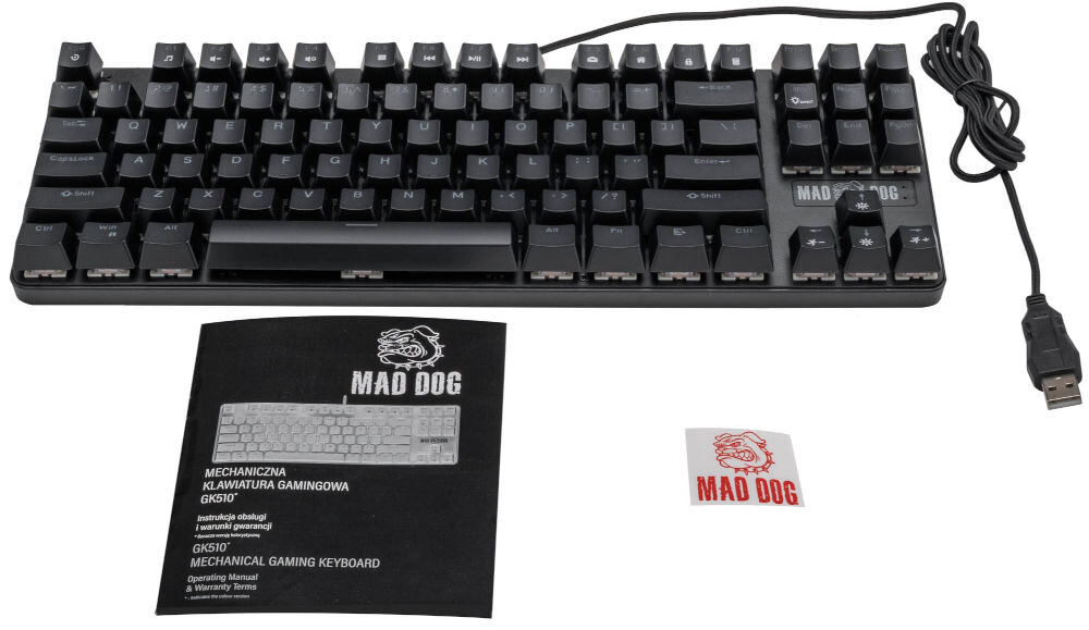 Klawiatura MAD DOG GK510K Outemu Red Czarny elementy zestaw kompatybilność