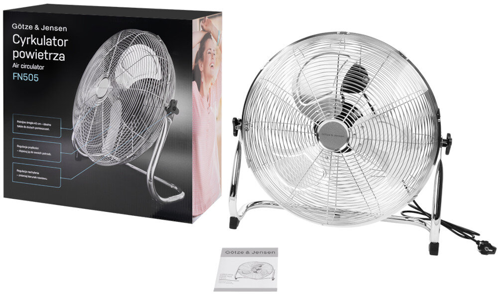 Wentylator GÖTZE&JENSEN FN505 Chrom zestaw zawartosc opakowania