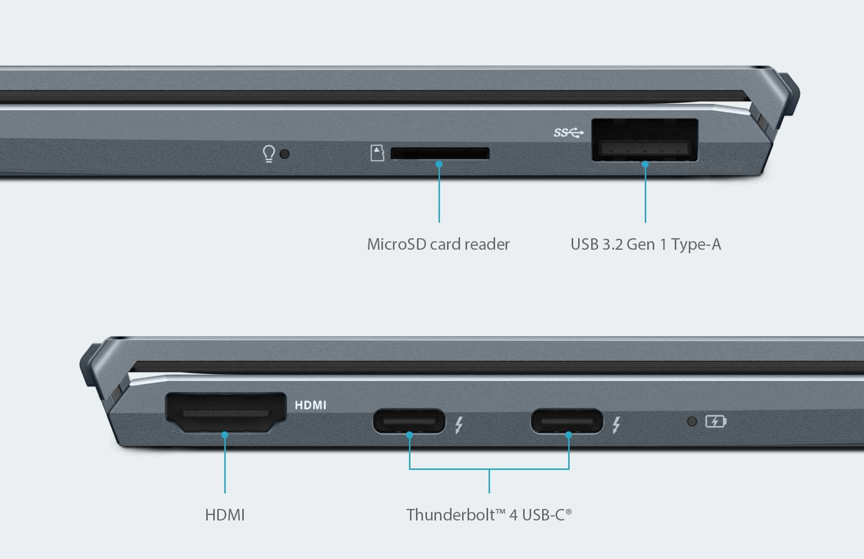 Laptop ASUS ZenBook 13 OLED - porty usb c hdmi usb