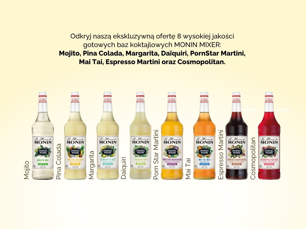 Syrop do koktajli MONIN Margarita 1000 ml odpowiedni smak, łatwe przygotowanie