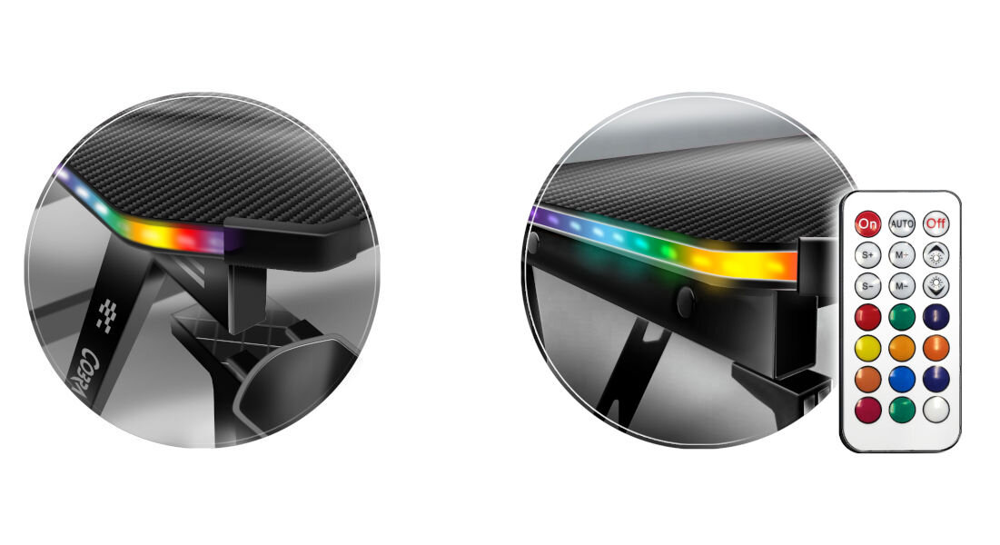 Biurko COBRA CRF4576RGB Czarny podświetlenie RGB sterowanie za pomocą pilota