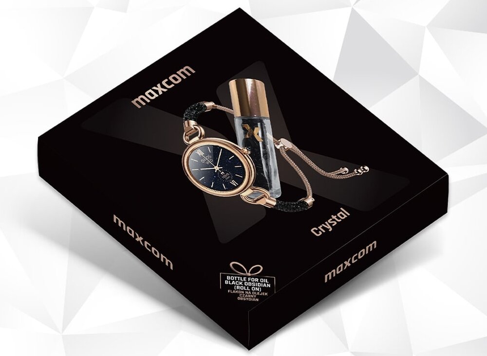 Smartwatch MAXCOM FW51 Crystal Złoty ekran bateria czujniki zdrowie sport pasek ładowanie pojemność rozdzielczość łączność sterowanie krew puls rozmowy smartfon aplikacja