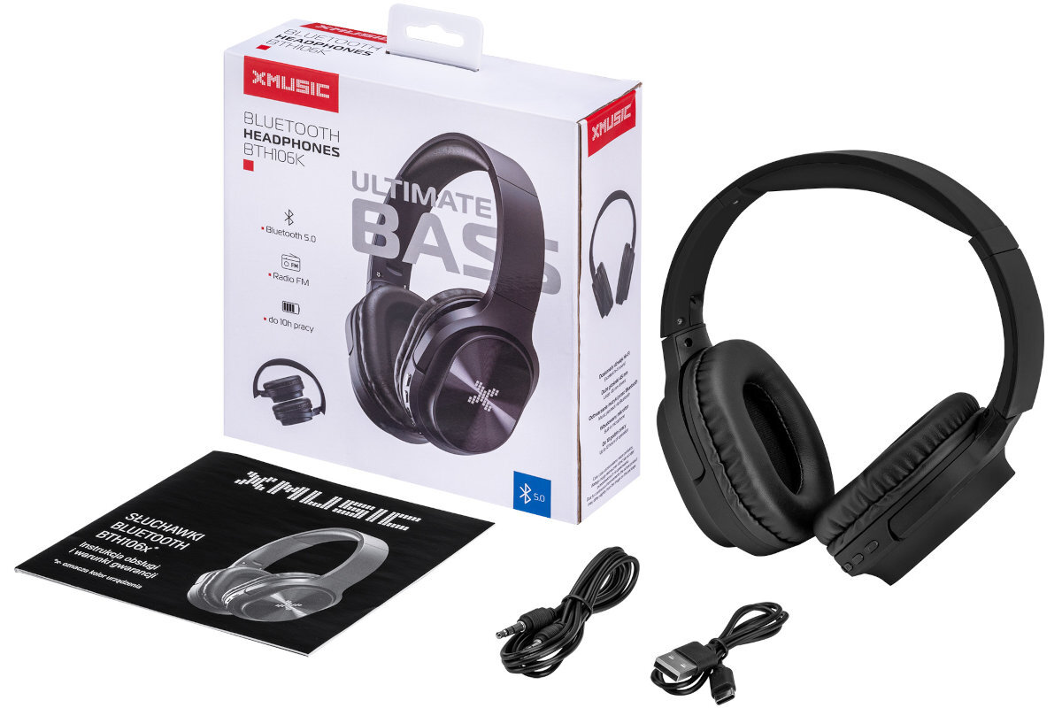 Sluchawki nauszne XMUSIC BTH106 Czarno-niebieski