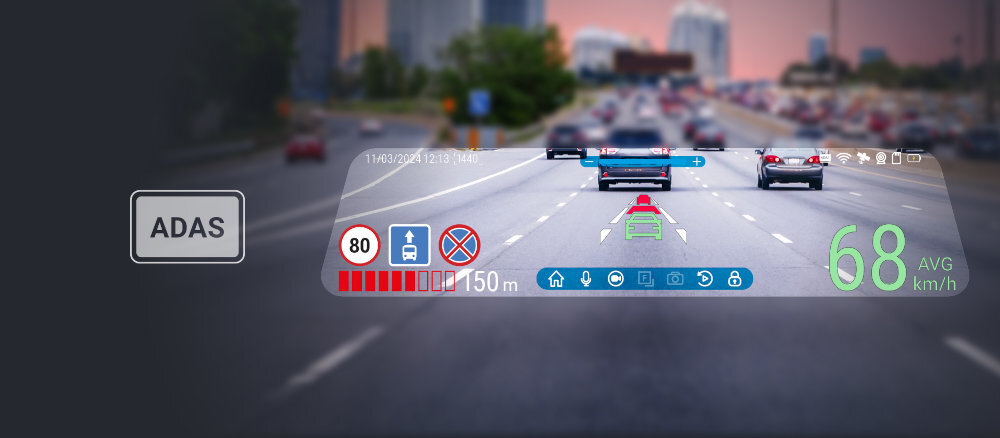 Wideorejestrator NAVITEL MR750 Smart lusterku wstecznym gumowych nakładek 11,9-calowy ekran dotykowo