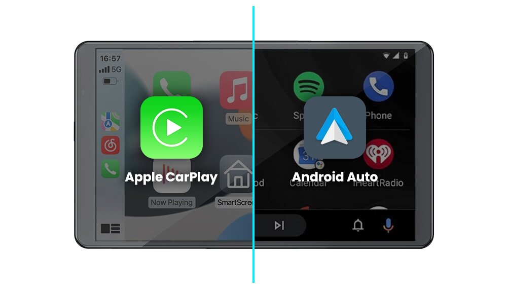 Stacja multimedialna do samochodu Nexadio CC100 CarPlay Android Auto wizualizacja na ekranie