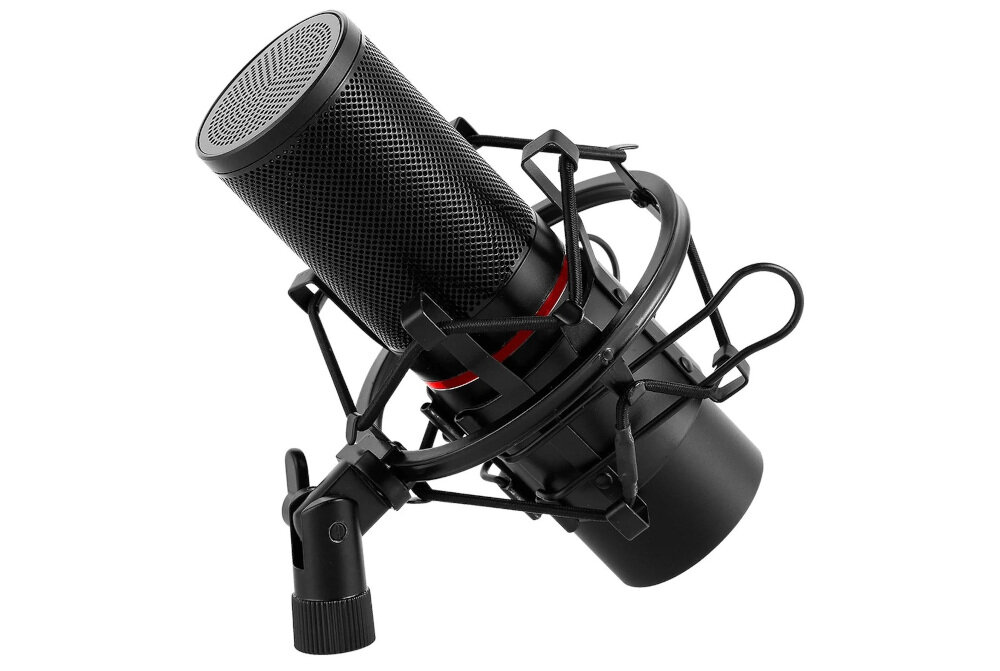 Mikrofon REDRAGON Solara GM307 pokrętło regulacji głośności przełącznik wyciszenia kontrola nagrywania, mikrofon po skosie na białym tle