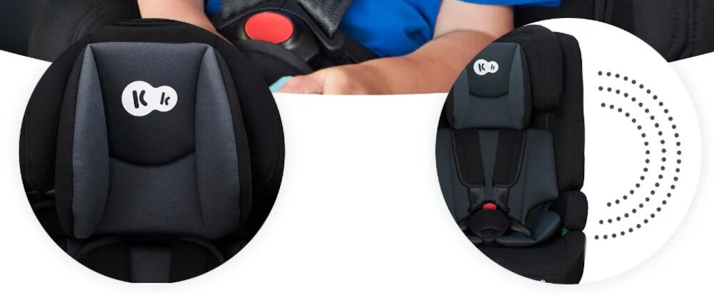 Fotelik samochodowy KINDERKRAFT Safety Fix 2 i-Size 9-36 kg Szary wysoki standard bezpieczenstwa SIDE PROTECT SYSTEM wzmocnione oslony boczne ochrona ramion i kregoslupa fotelik pochlonie wieksza energie podczas uderzenia H-GUARD SYSTEM 3-warstwowy zaglowek pianka memory absorbuje energie uderzenia