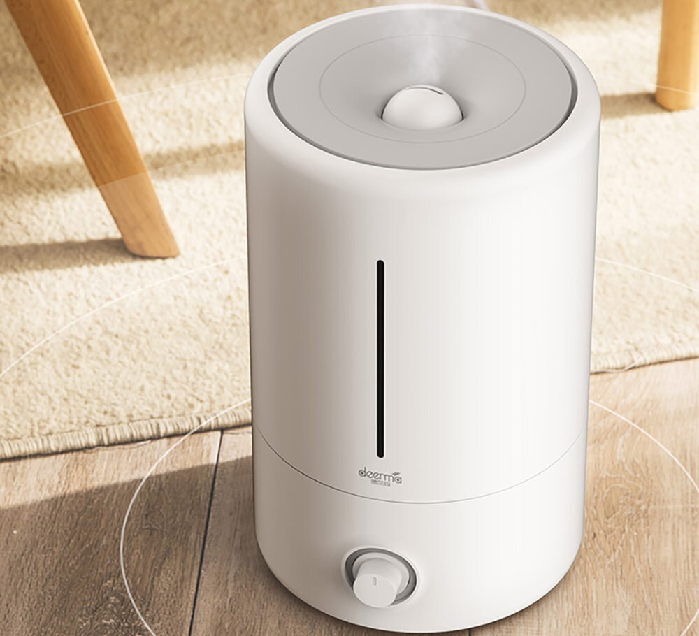 Nawilzacz ultradzwiekowy DEERMA F628W  5-litr owy zbiornik nieprzerwana praca przez kilkanascie godzin przezroczysty wskaznik 270 ml na godzine stabilne nawilzenie powietrza