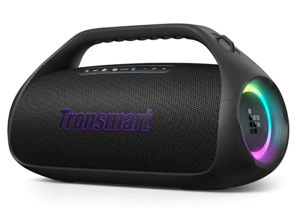 Głośnik mobilny TRONSMART Bang 2 — potężny dźwięk 90 W, wyraźny dźwięk na plaży i imprezie, głośnik mobilny po skosie na białym tle