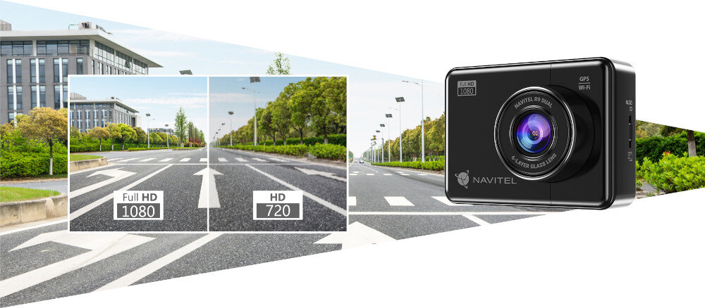 Wideorejestrator NAVITEL R9 Dual procesor MSTAR 8339 Full HD przedniej i tylnej Sony STARVIS 307 Night Vision sześciowarstwową szklaną soczewką