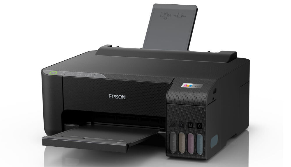 Drukarka EPSON EcoTank L1270 Wi-Fi prezentacja drukarki na białym tle od przodu Zdjęcia bez marginesów w formacie 10x15 cm profesjonalne wydruki fotograficzne